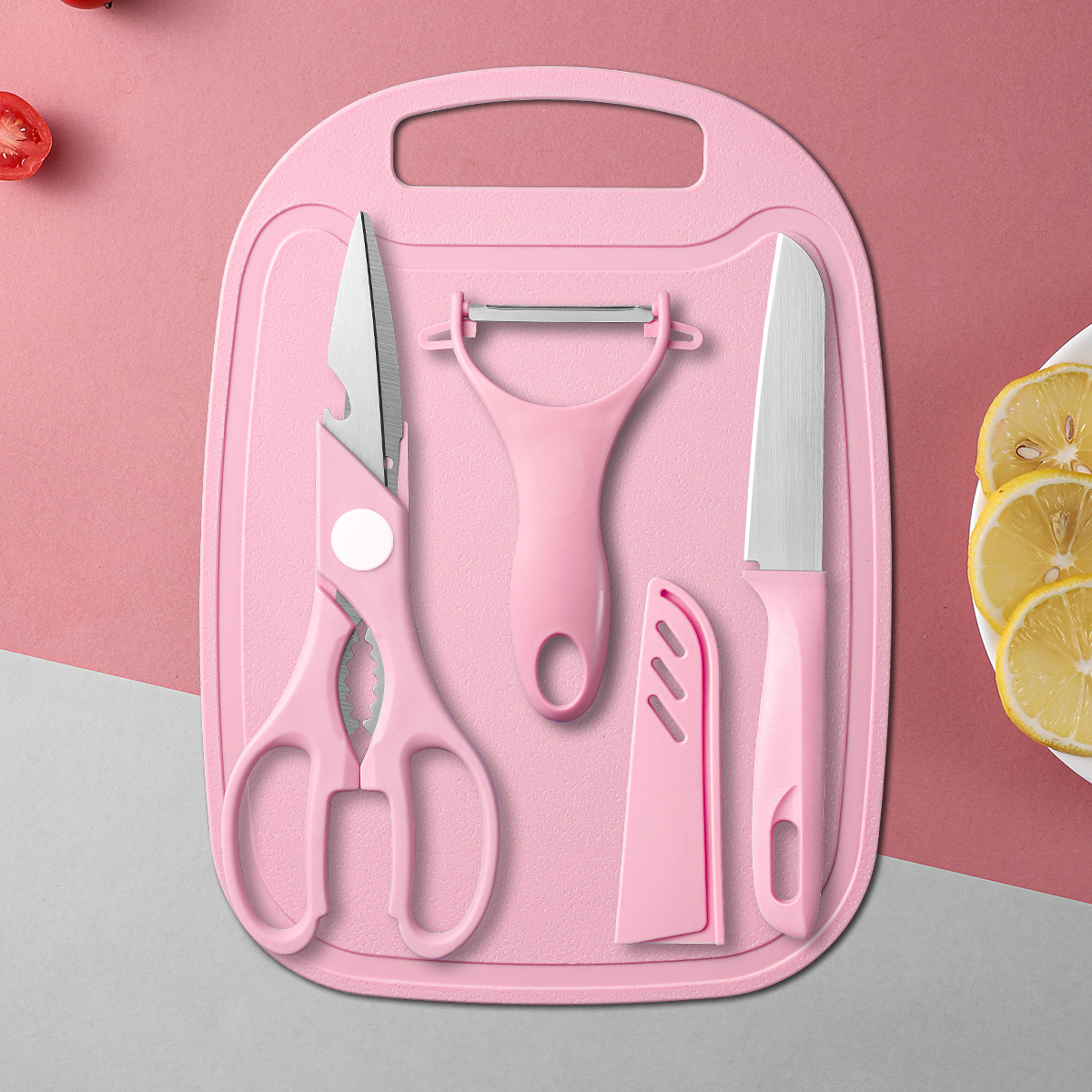 Baby Food Knife Set - 4pcs Kitchen Sets ,Fruit Knife,Scissors,Peeler,Chopping Board,Paring,Barbecue,Kitchen