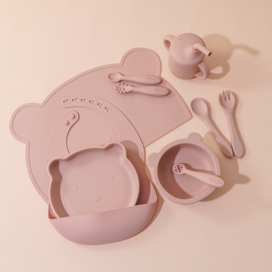 Baby Food Tray - 8PCS Silicone Baby Feeding Set Adjustable