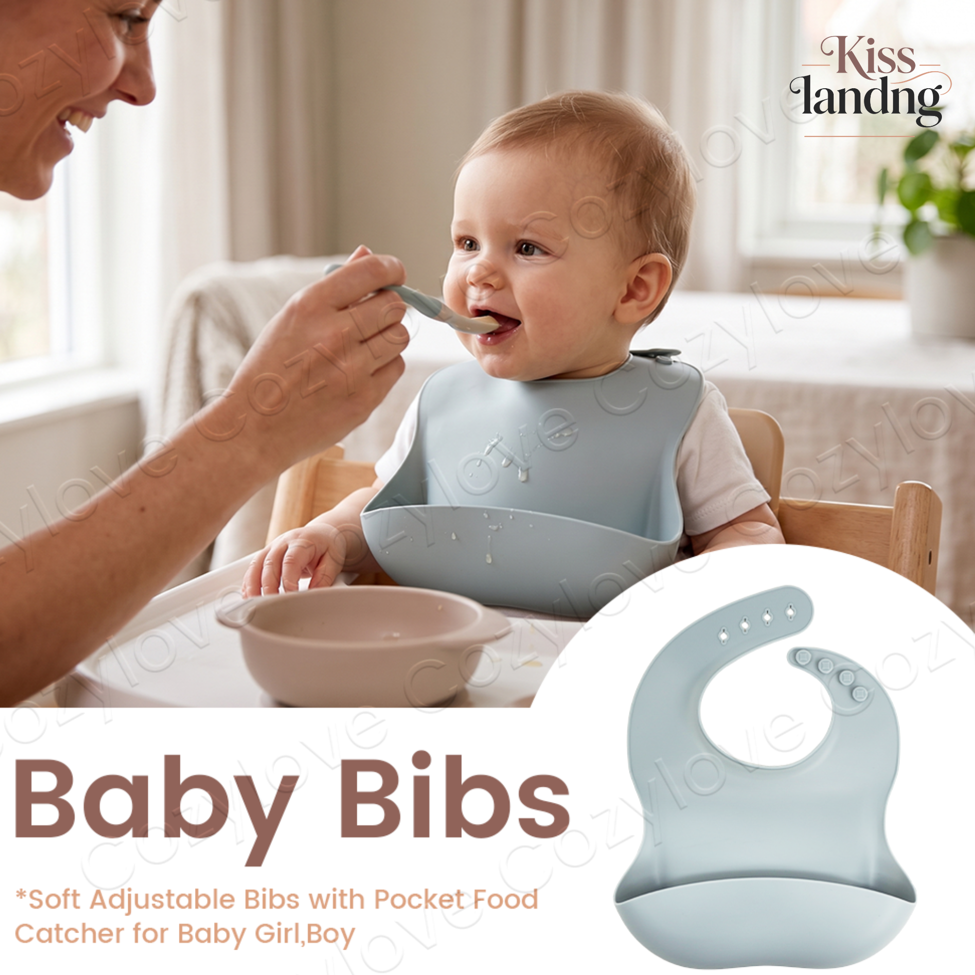 Feeding Baby Food - Waterproof Silicone Baby Feeding Bib |