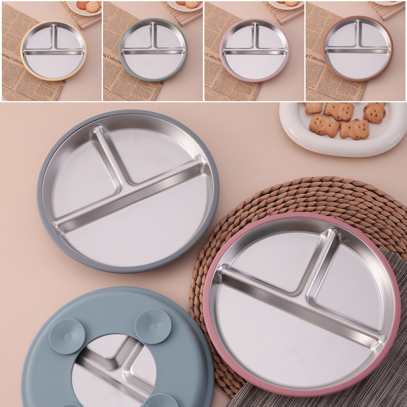 Baby Food Chart - Color Kids 1PCS Stainless Steel Plate