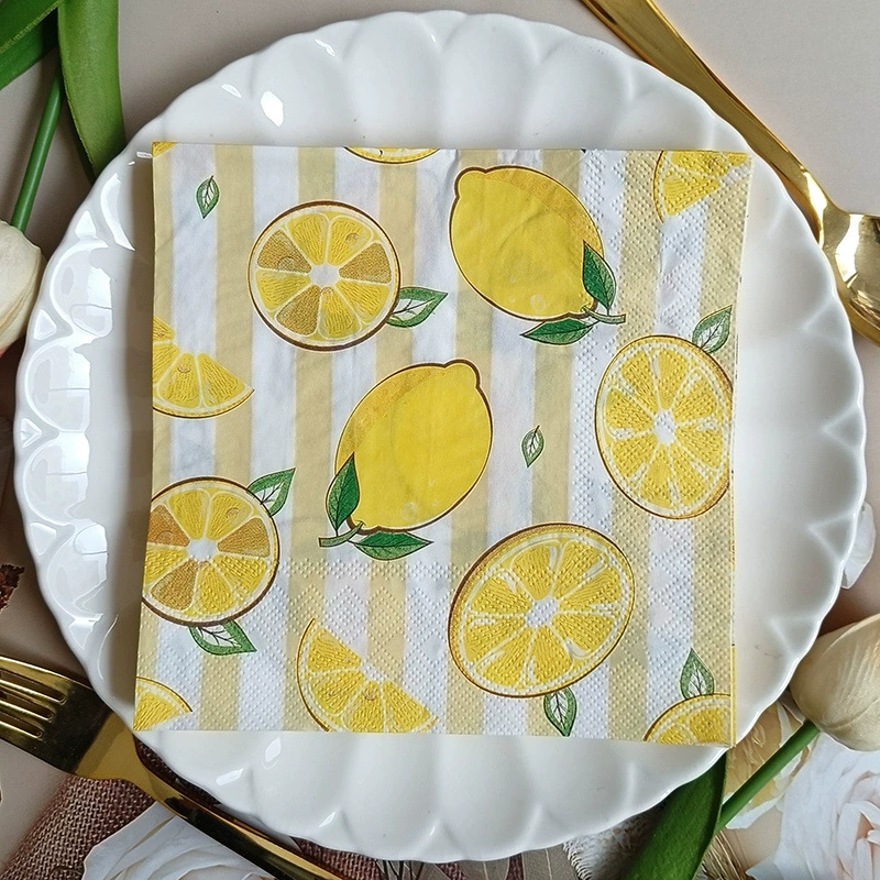 Baby 1 Year Food - 20Pcs/bag Summer Lemon Theme Paper Napkins