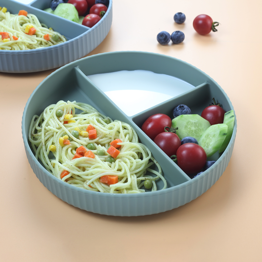 Baby Food Chart - Silicone big capacity stripes suction plate