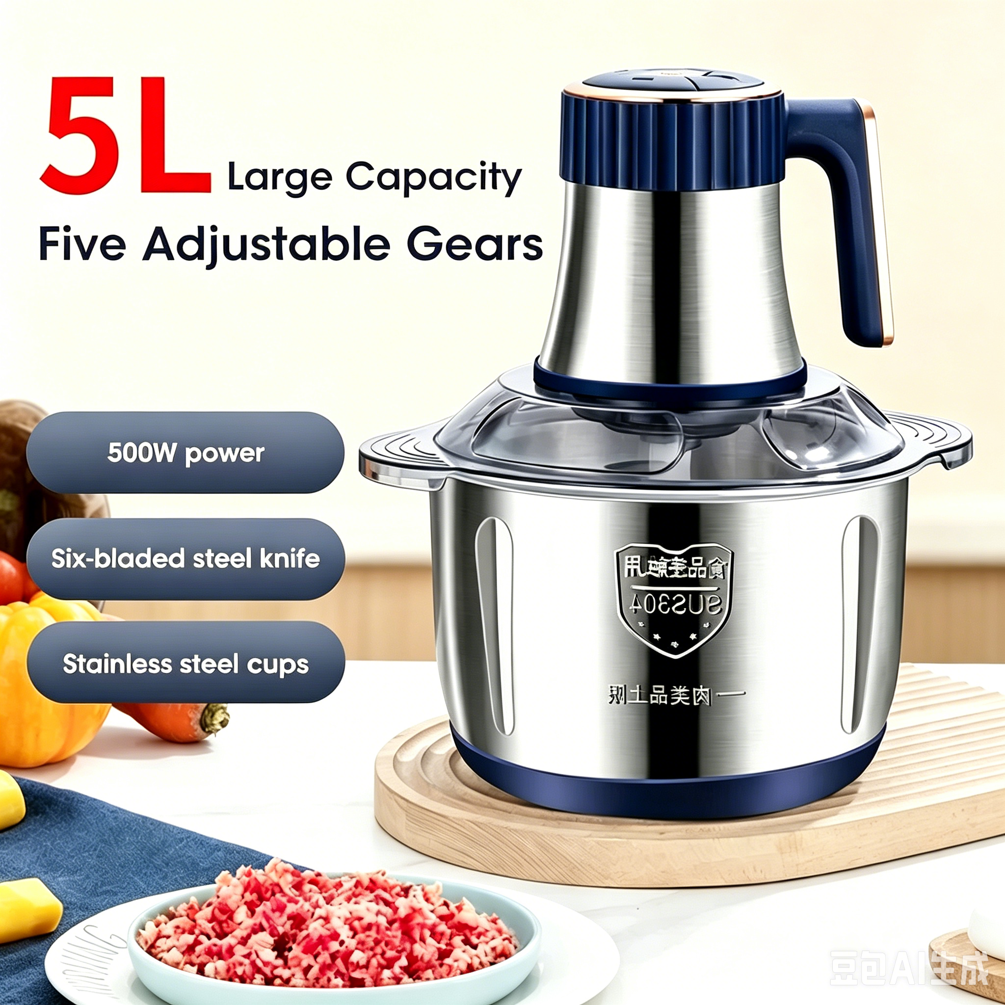 Baby Food With Meat - 5L SUS304 Stainless Steel Bowl Electric