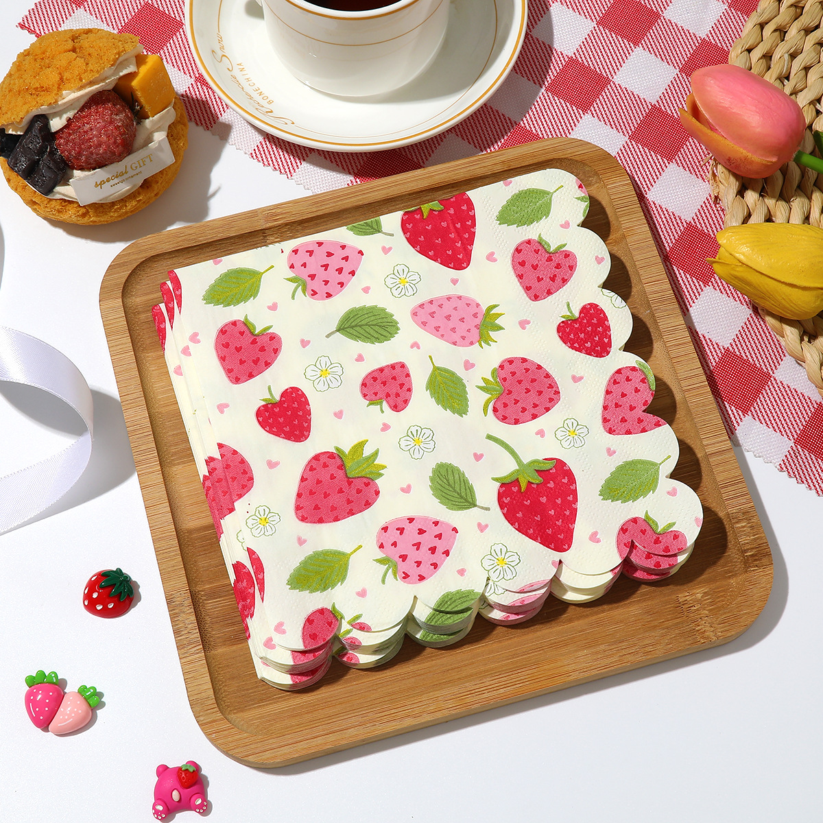 Baby 1 Year Food - 20Pcs/bag Sweet Strawberry Theme Disposable Paper