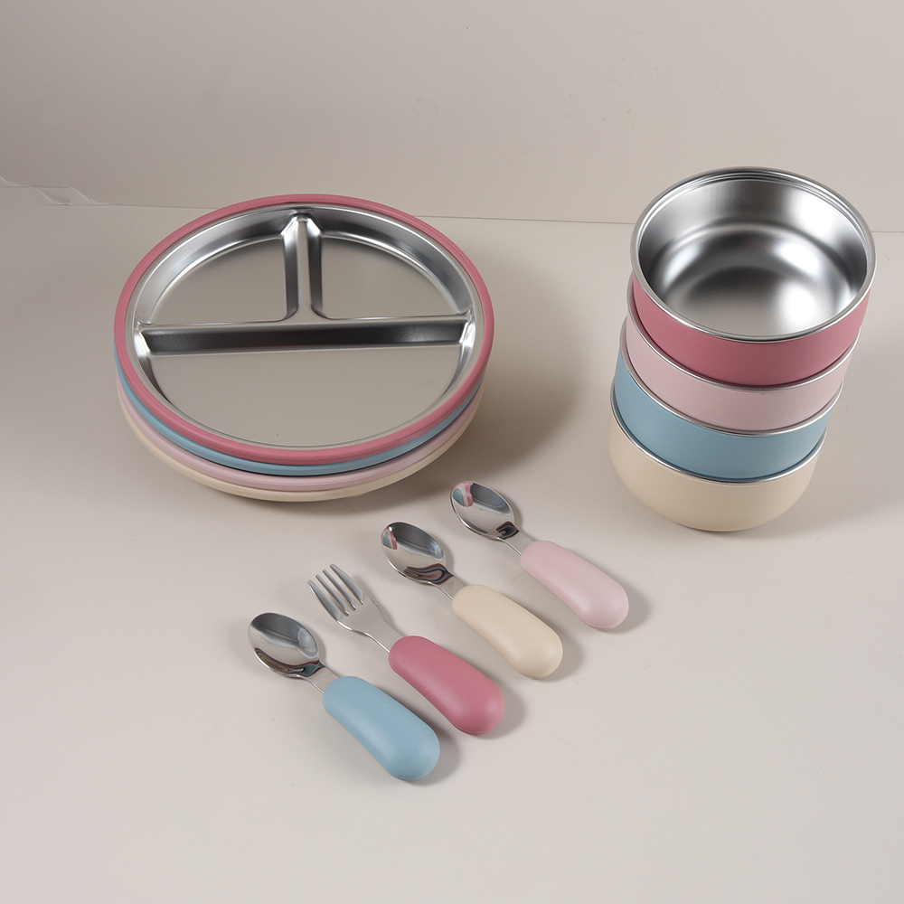 Baby Food Tray - 4pcs/set Silicone Suction Bowl Plate Spoon