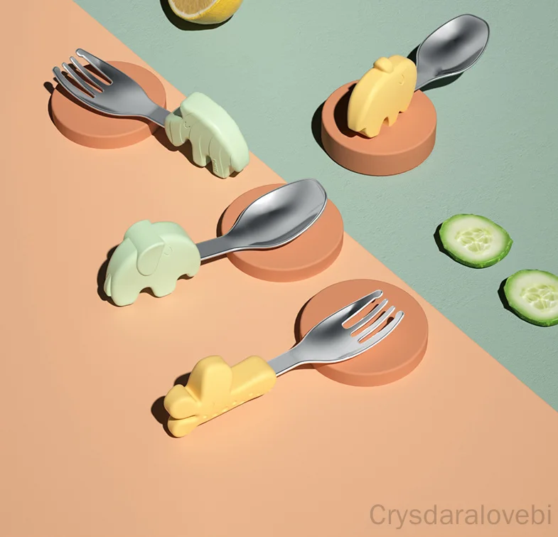 1setElephant Short Fork Spoon  - огляд і ціна Baby Food Knife Set