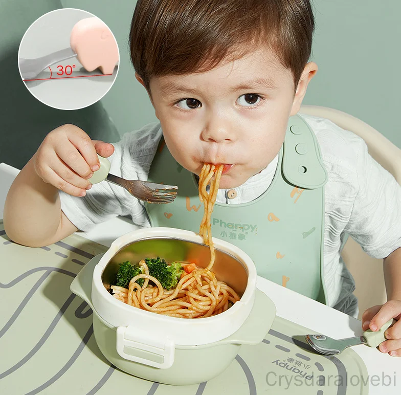 1setElephant Short Fork Spoon  - огляд і ціна Baby Food Knife Set
