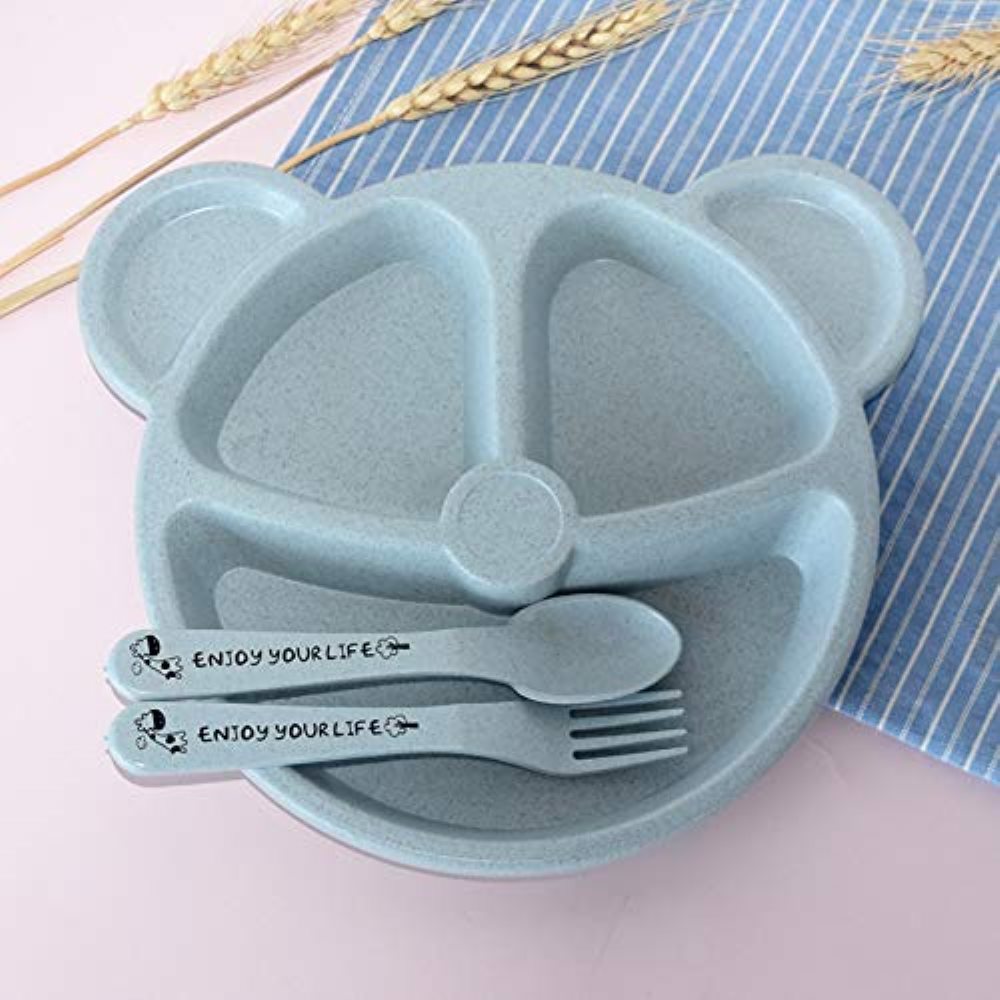 3Pcs/Set Baby Bowl+Spoon+Fork  - огляд і ціна Baby Food Menu