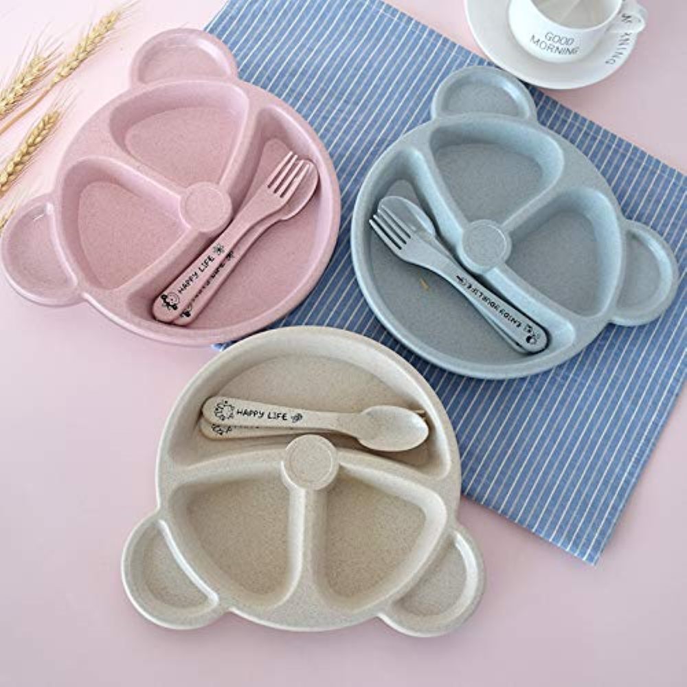 3Pcs/Set Baby Bowl+Spoon+Fork  - огляд і ціна Baby Food Menu